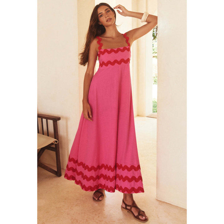 Wrenley - Boho maxi-jurk met slash-hals