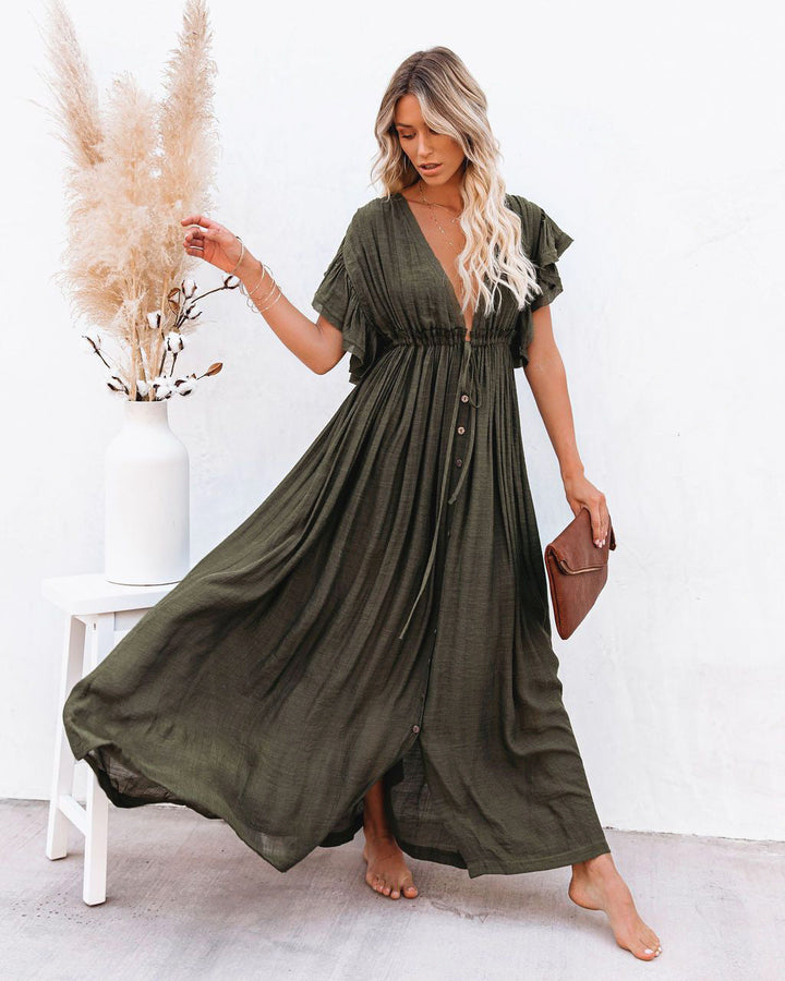 Audra - Boho V-hals kimono strandjurk