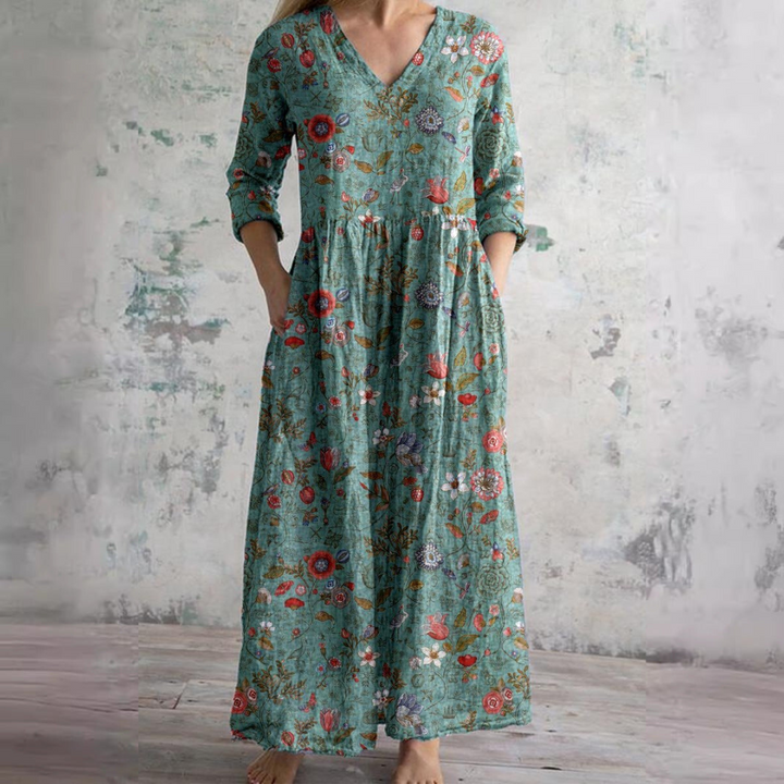 Ivoor - Floral Whimsy Boho Maxi-jurk
