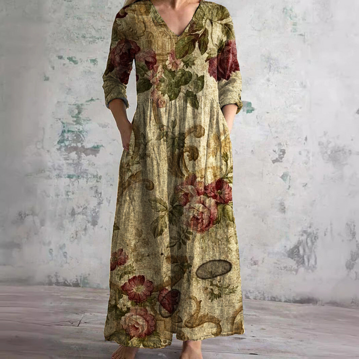 Ivoor - Floral Whimsy Boho Maxi-jurk