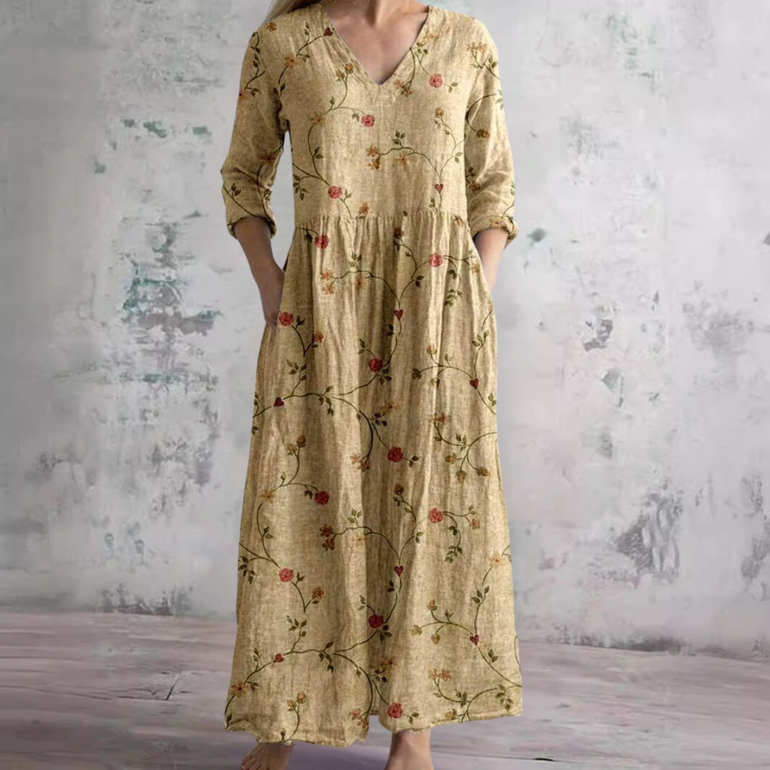 Ivoor - Floral Whimsy Boho Maxi-jurk