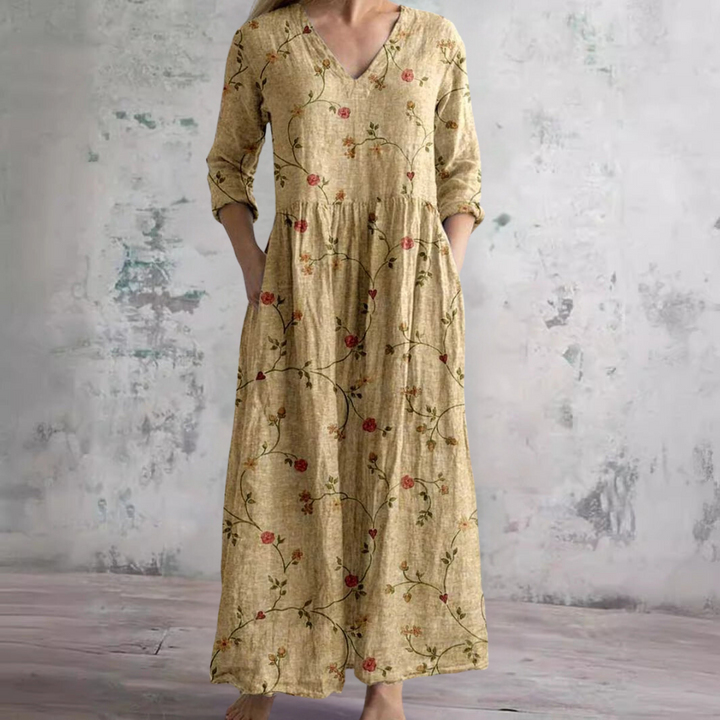 Ivoor - Floral Whimsy Boho Maxi-jurk