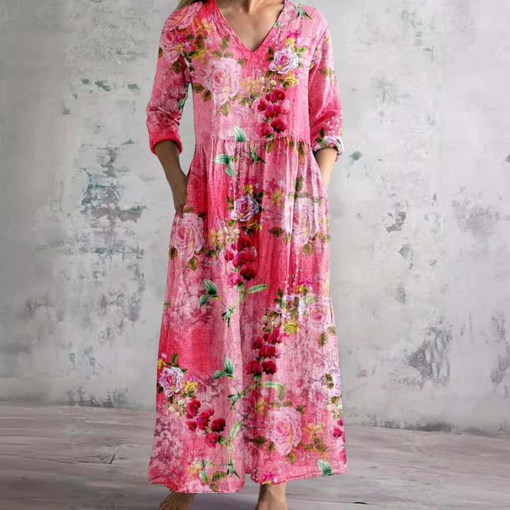 Ivoor - Floral Whimsy Boho Maxi-jurk