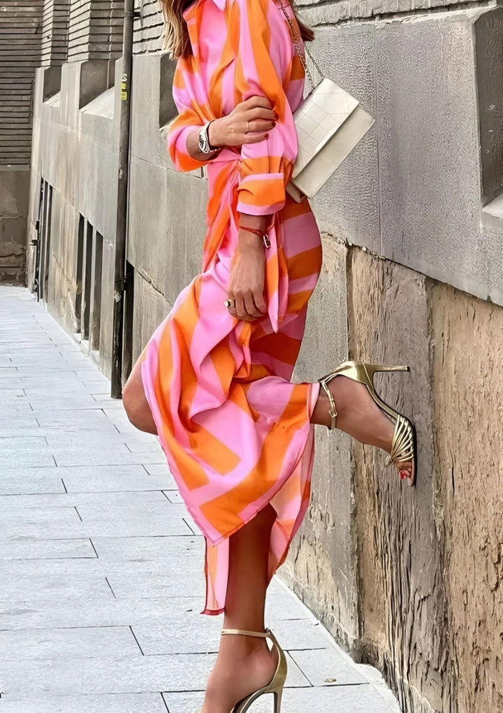 Olivia – Bedrukte taille-taillejurk