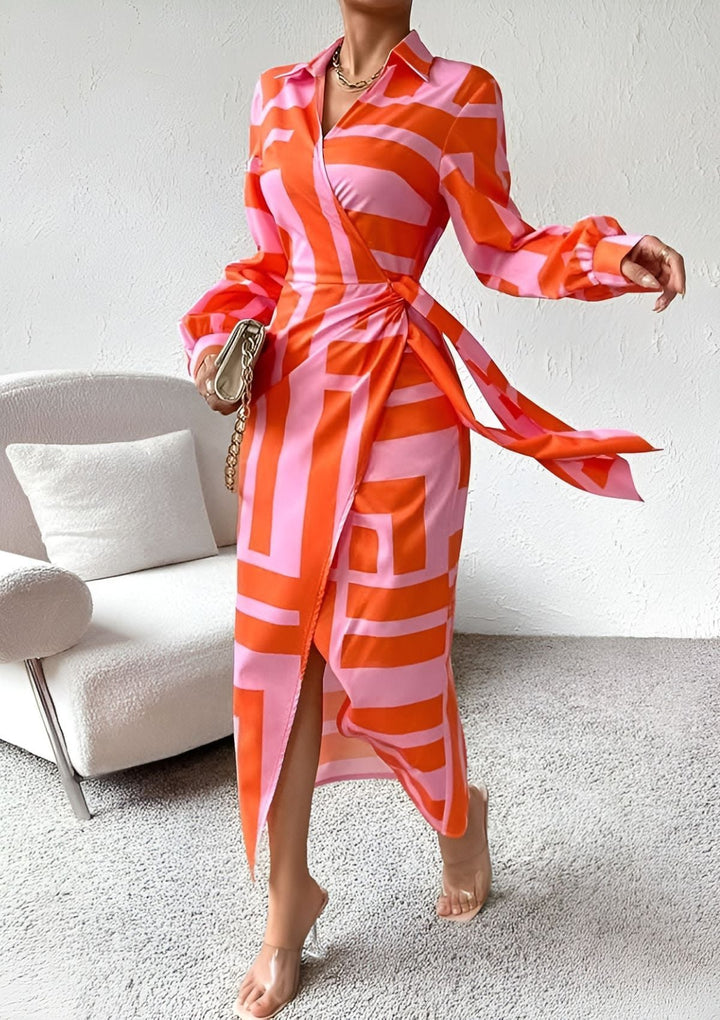 Olivia – Bedrukte taille-taillejurk