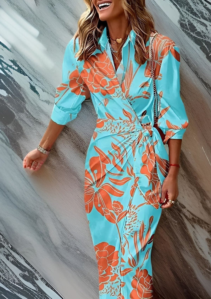 Olivia – Bedrukte taille-taillejurk