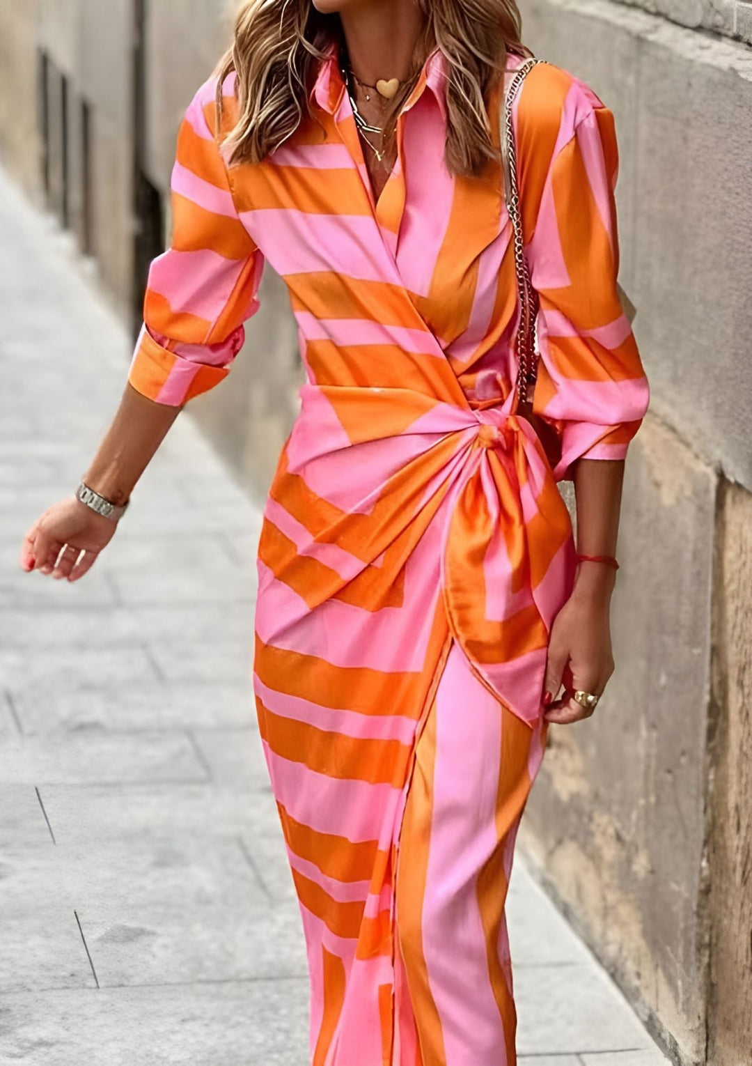 Olivia – Bedrukte taille-taillejurk