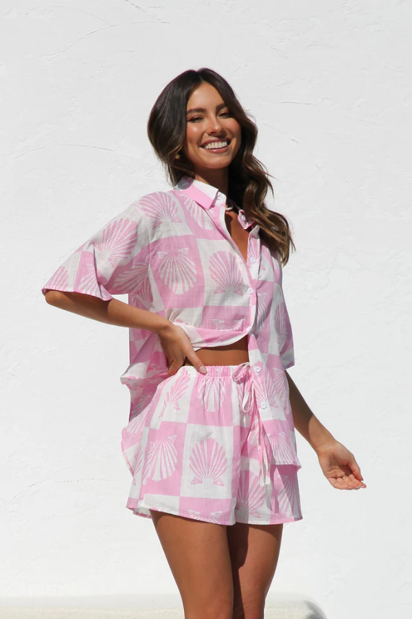 Brielle - Trendy zomerprint shirt en short set
