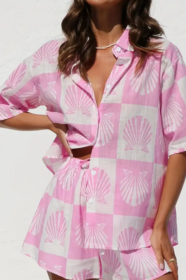 Brielle - Trendy zomerprint shirt en short set
