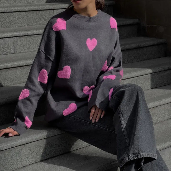 Abigail™ - Knit Sweater with Heart Pattern