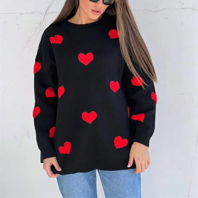 Abigail™ - Knit Sweater with Heart Pattern