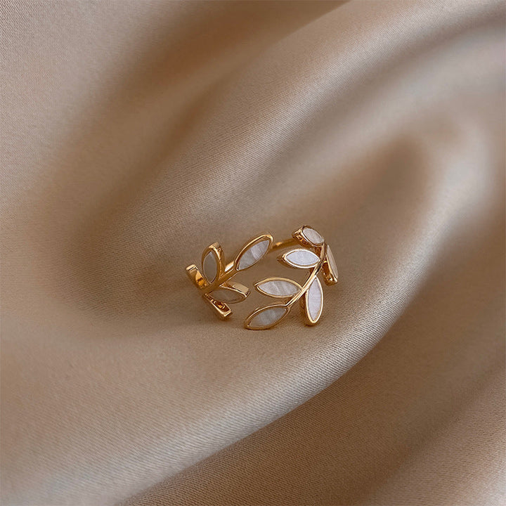 Pure - Witte Opaal Blad Verstelbare Ring