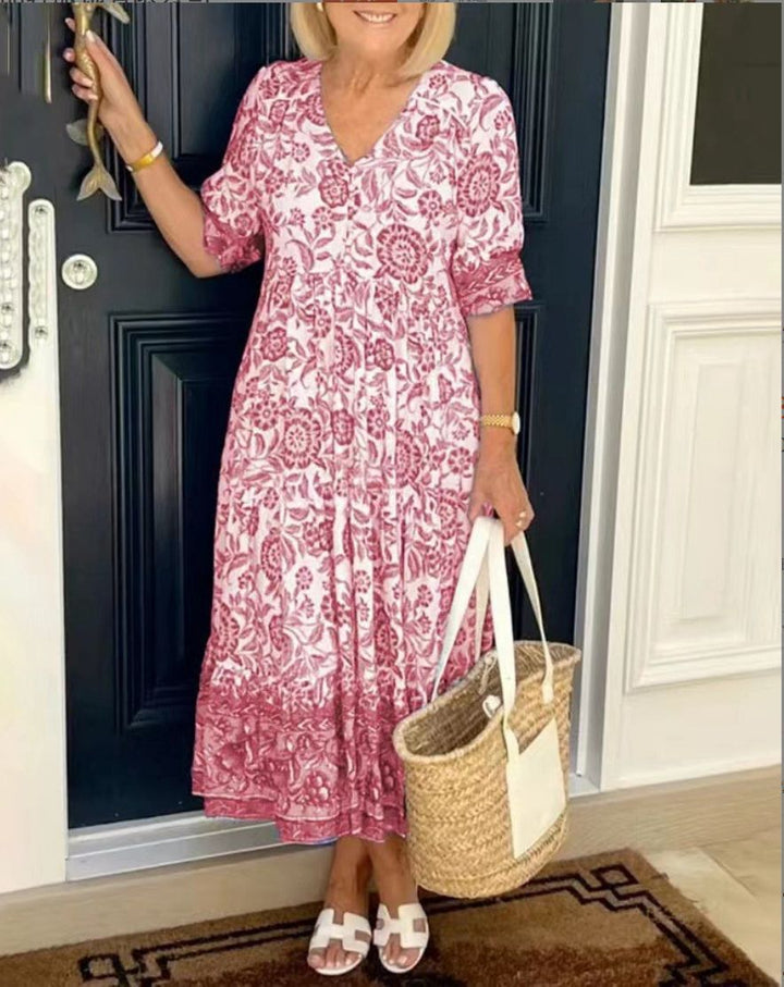 Luna - Elegante bloemenjurk met V-hals
