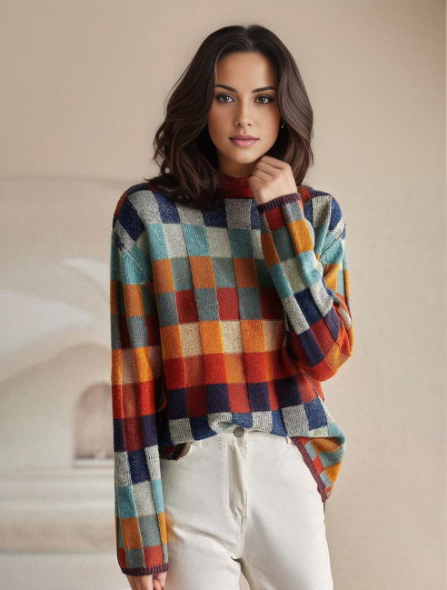 Hodierna™ - Geometrische wintertrui voor dames