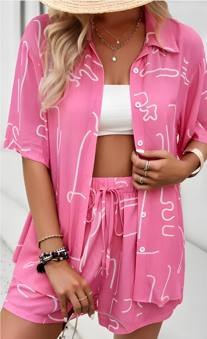 Carmen - Zomers bloemenprint shirt en shorts set