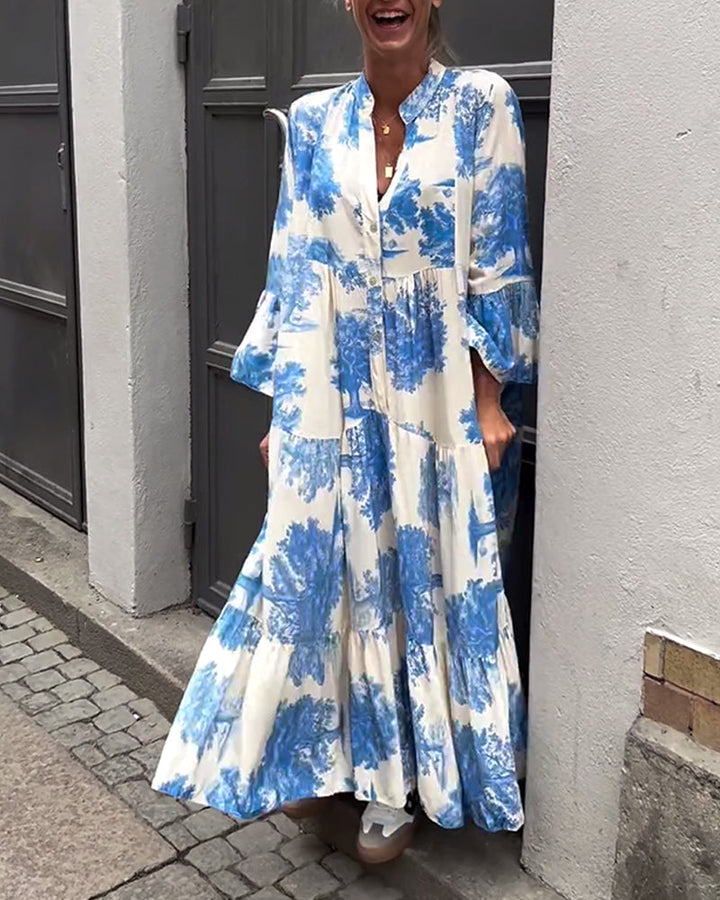 Giavanna - Casual jurk met wijde mouwen en lange print