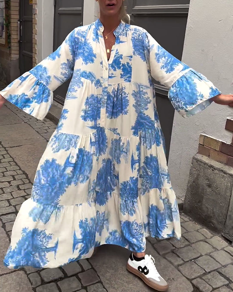 Giavanna - Casual jurk met wijde mouwen en lange print
