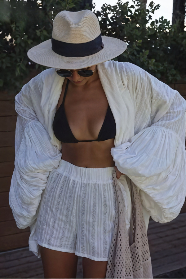 Zora - Elegante gewaden met pofmouwen en hoge taille shorts set