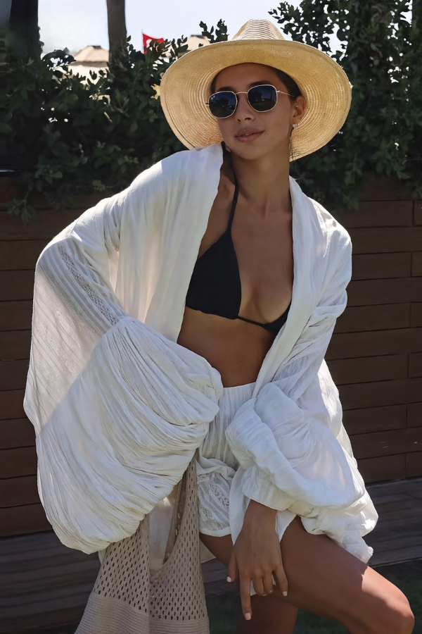 Zora - Elegante gewaden met pofmouwen en hoge taille shorts set