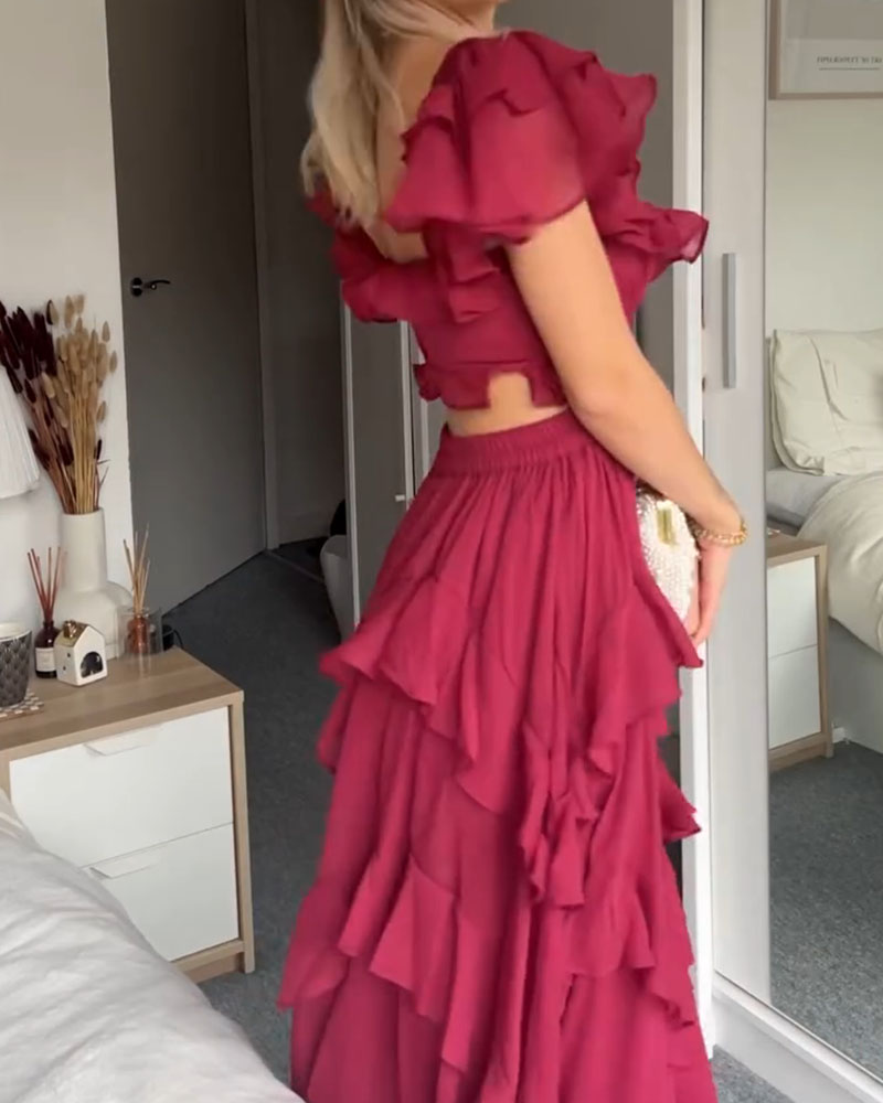 Quinlan - Elegante jurk met hoge taille en kanten rand