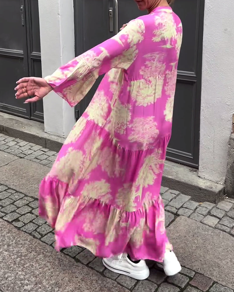 Giavanna - Casual jurk met wijde mouwen en lange print