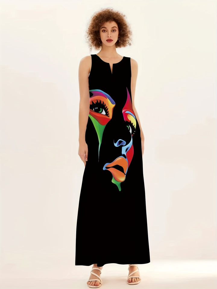 Honor - Chic Mask Print Maxi-jurk 