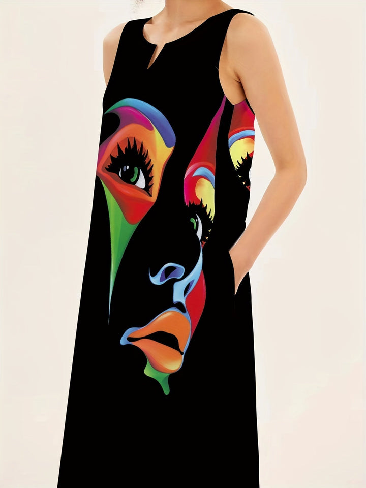 Honor - Chic Mask Print Maxi-jurk 