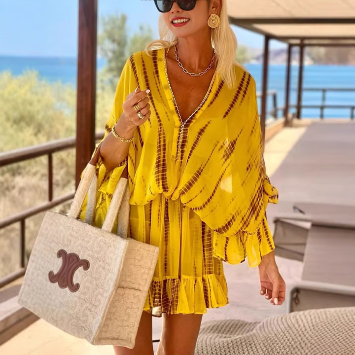 Adalyn - Chique V-hals mini-jurk met hoge taille 