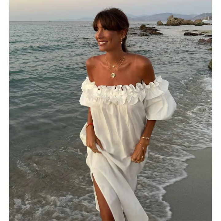 Sofia - Linnen Dreams Off-Shoulder Jurk