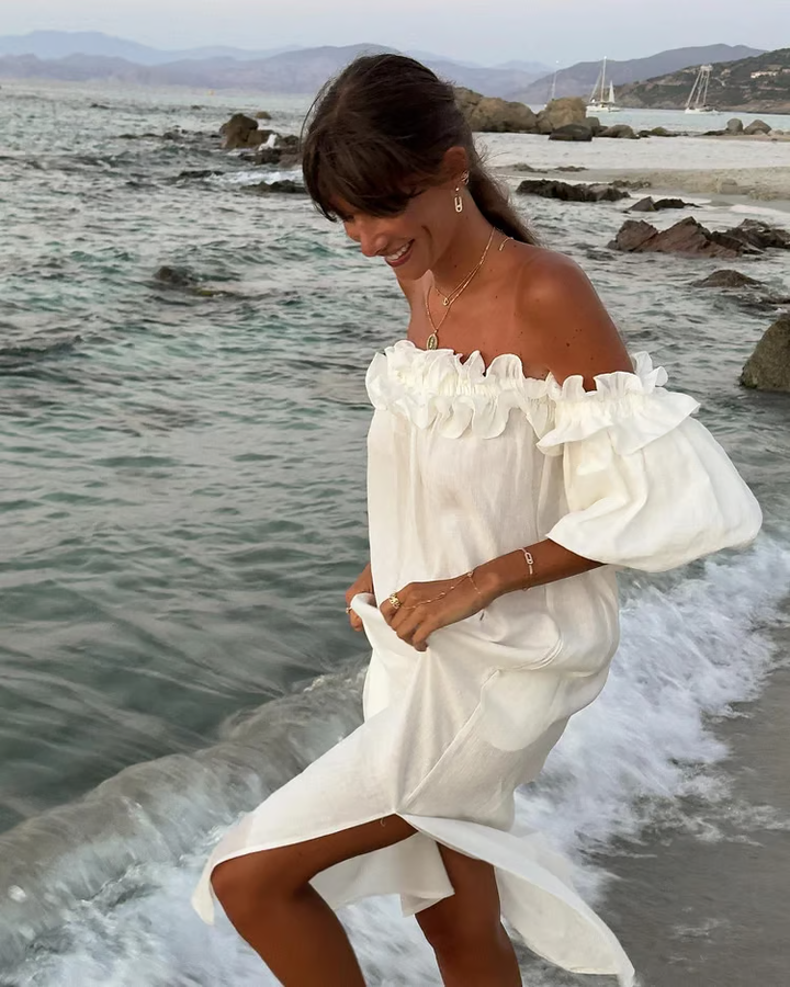 Sofia - Linnen Dreams Off-Shoulder Jurk