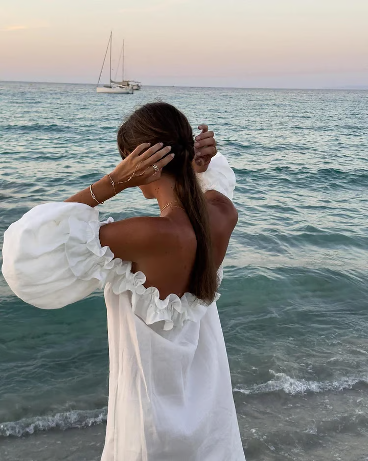 Sofia - Linnen Dreams Off-Shoulder Jurk