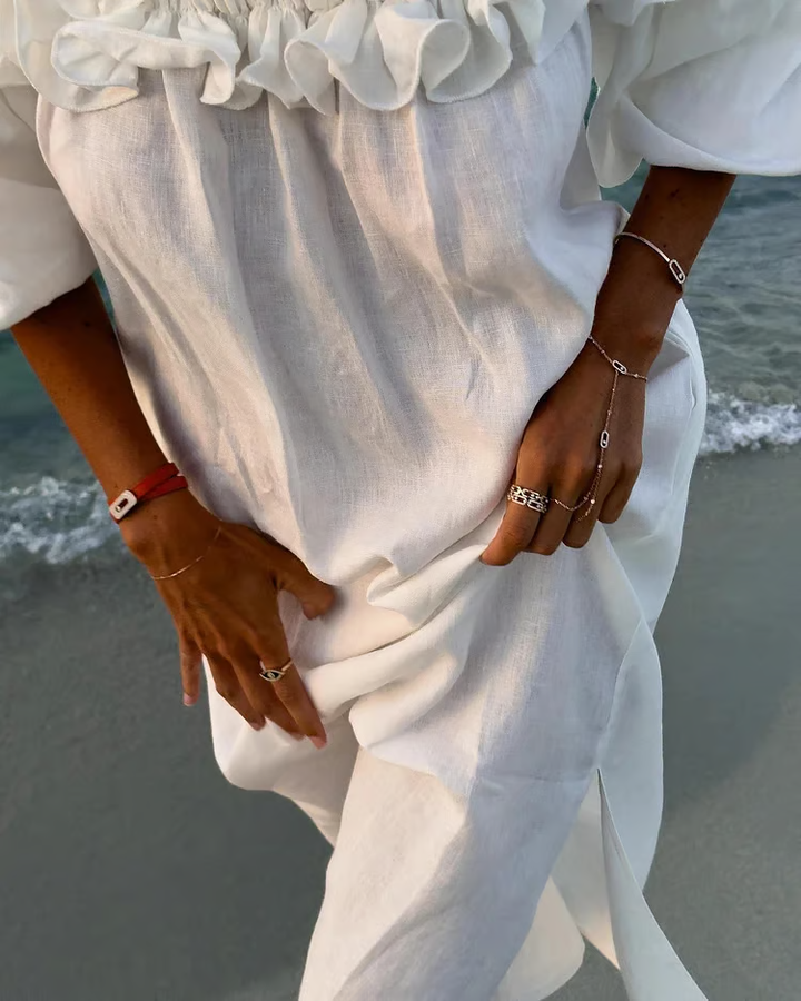 Sofia - Linnen Dreams Off-Shoulder Jurk