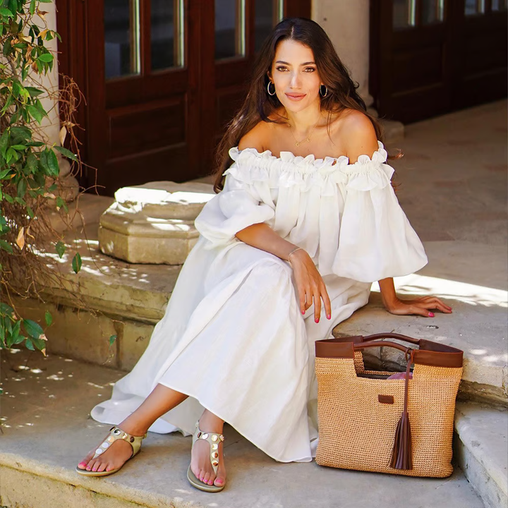 Sofia - Linnen Dreams Off-Shoulder Jurk