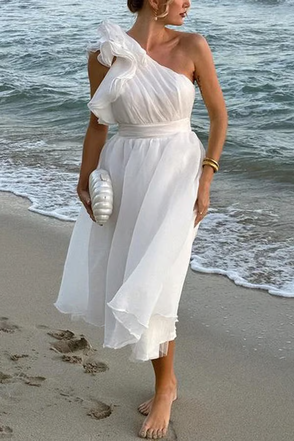 Bellamy - Chic schuine elegante zomerjurk