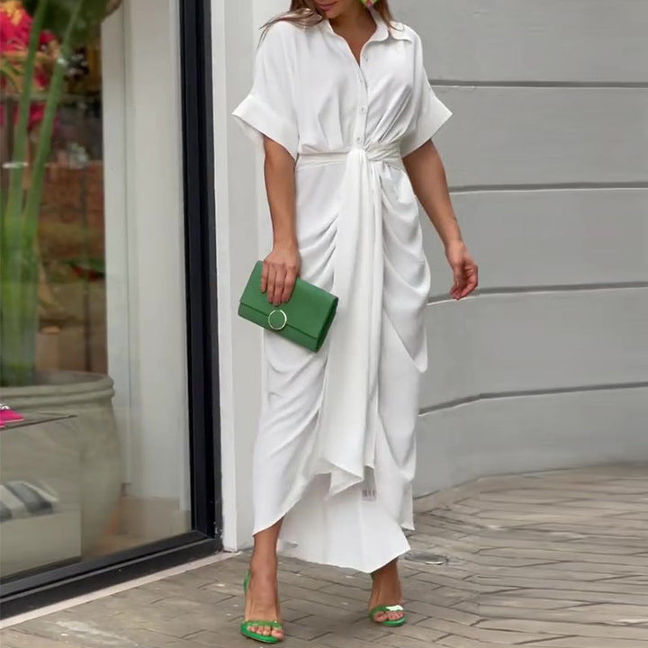 Fern - Jurk met hoge taille en volantkraag 