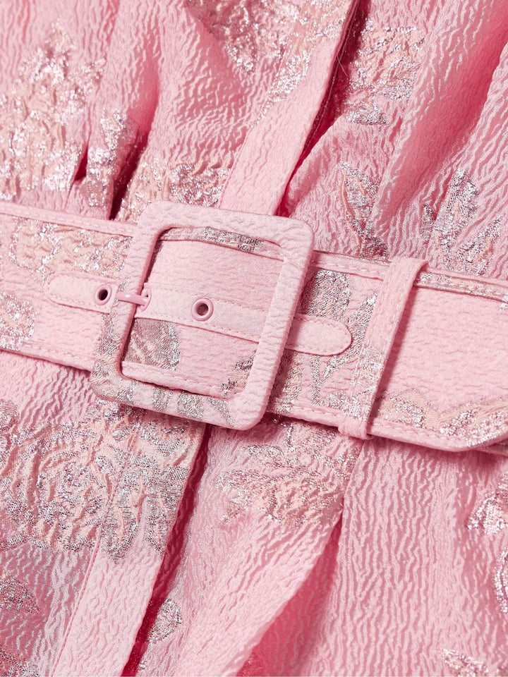 Aven - Retro roze revers hoge taille jurk 