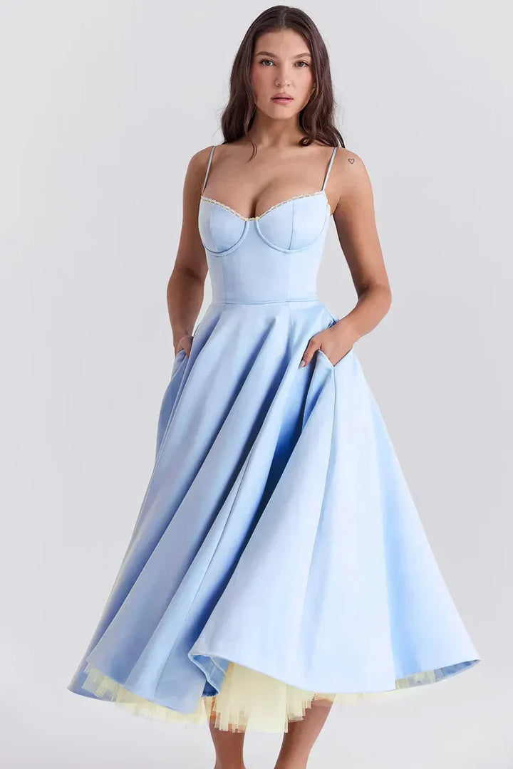 Minerva - Luxe spaghettibandjes prinsessenjurk