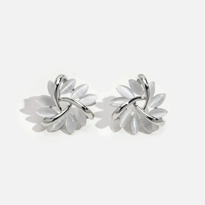 Elegante en prachtige cirkelvormige oorbellen in opaalbladgoud