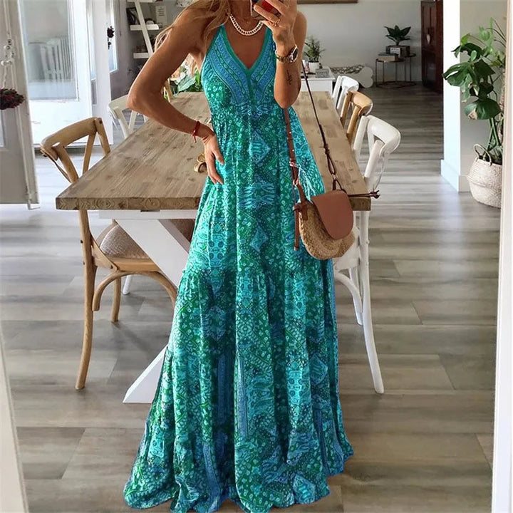 Wren - Boho spaghettibandjes V-hals maxi-jurk