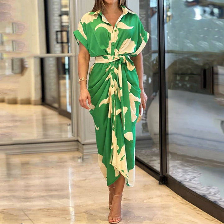 Fern - Jurk met hoge taille en volantkraag 